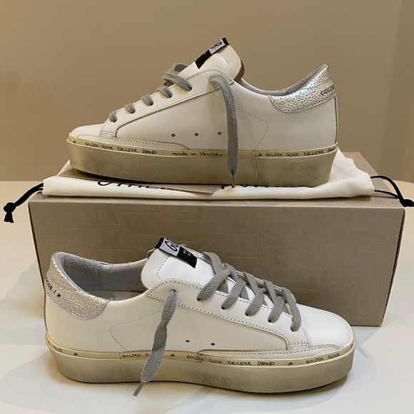 Golden Goose Hi-Star White/Silver Leather 37 NIB - Picture 5 of 10